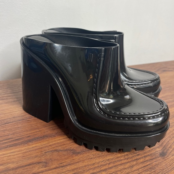 MELISSA PANAPANA MULE Black 90s Platform Office Siren Rachel Green size 5 - Picture 2 of 15